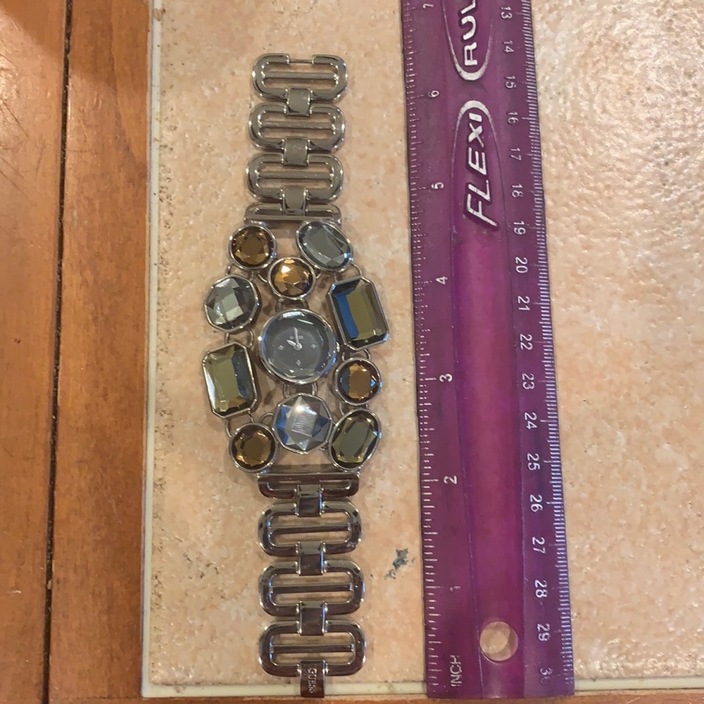 Guess jeweled silver watch